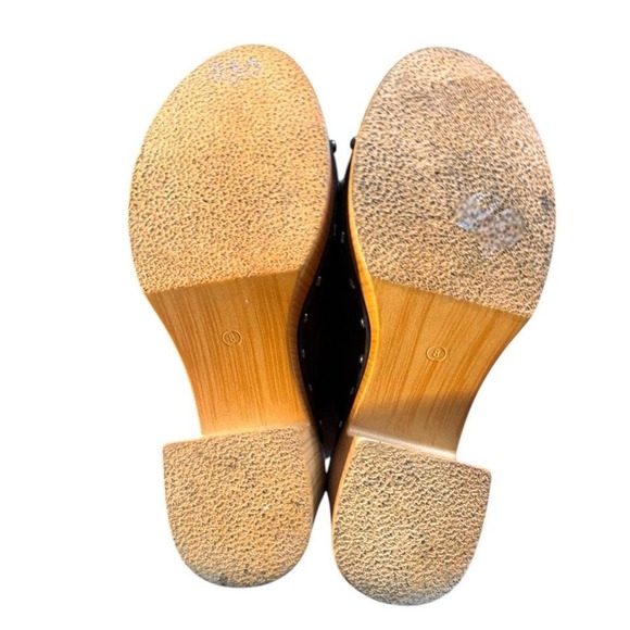 MIA Black Suede Studded Wooden Platform Clogs - Picture 4 of 4